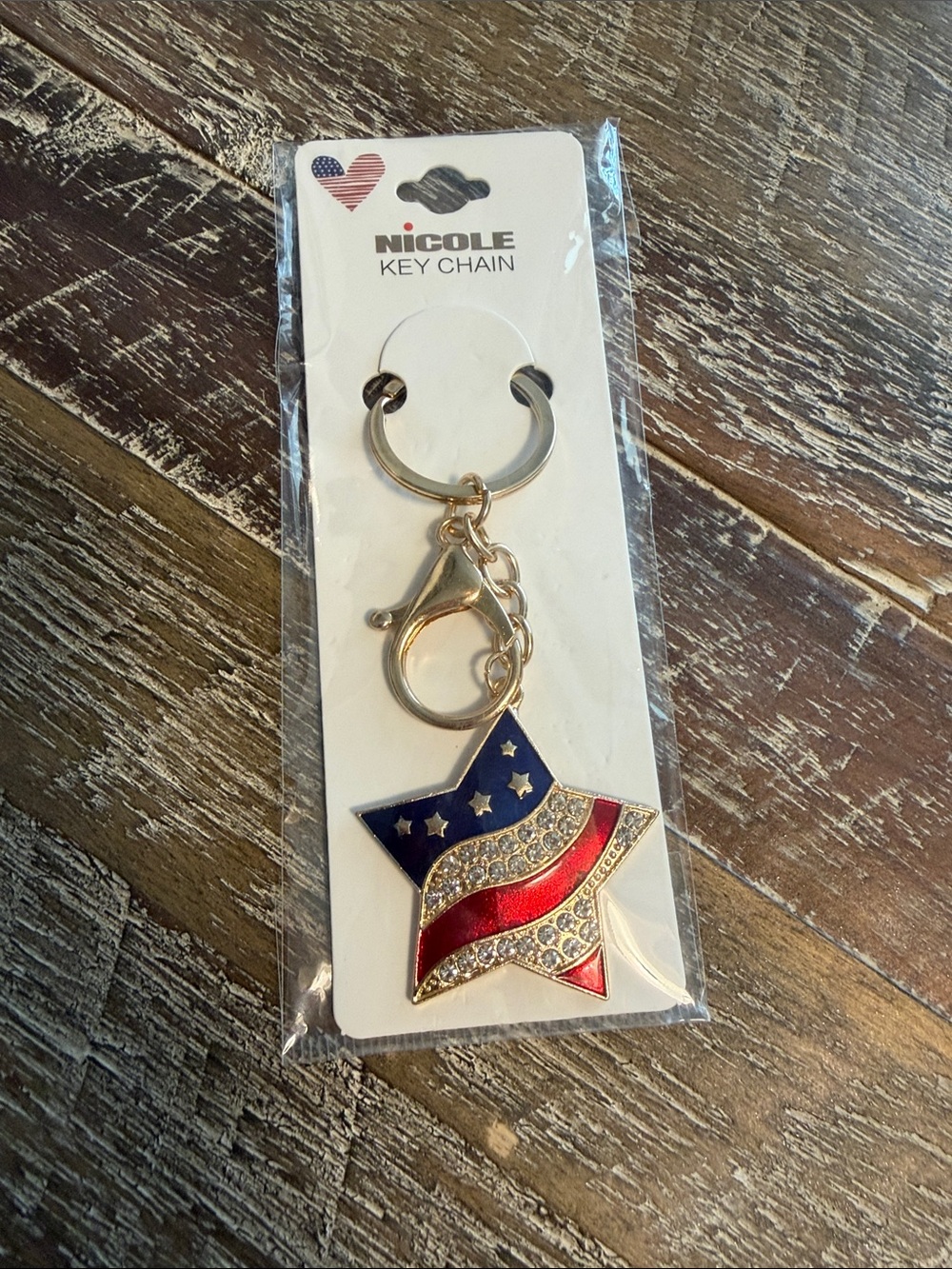 Nicole Patriotic Star Key Chain - Red, Blue, Gold